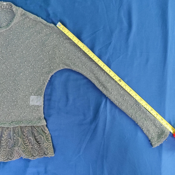 American Eagle See Through Green Bohemian Knit Sweater - Picture 9 of 11